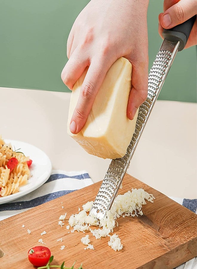 we3 Lemon Zester & Cheese Grater - Razor Sharp Stainless Steel Grater for Parmesan Cheese, Potato, Ginger, Garlic, Nutmeg, Chocolate, Vegetables, Fruits - Safety Cover Long- Red - Image 4